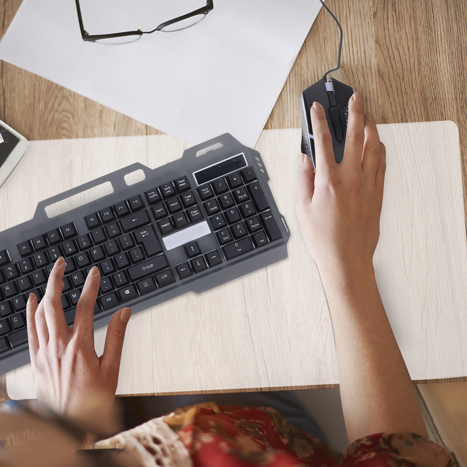 Home Office Keyboard - Tappetino protettivo trasparente per scrivania, rettangolare,