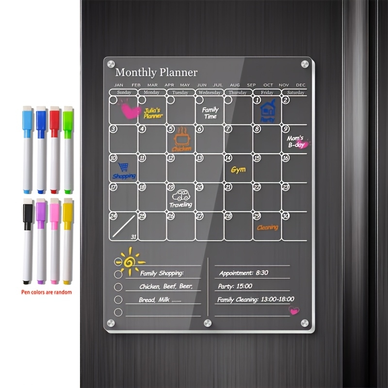 Magnetic Calendar Board - Calendario Magnetico in Acrilico per Frigorifero,
