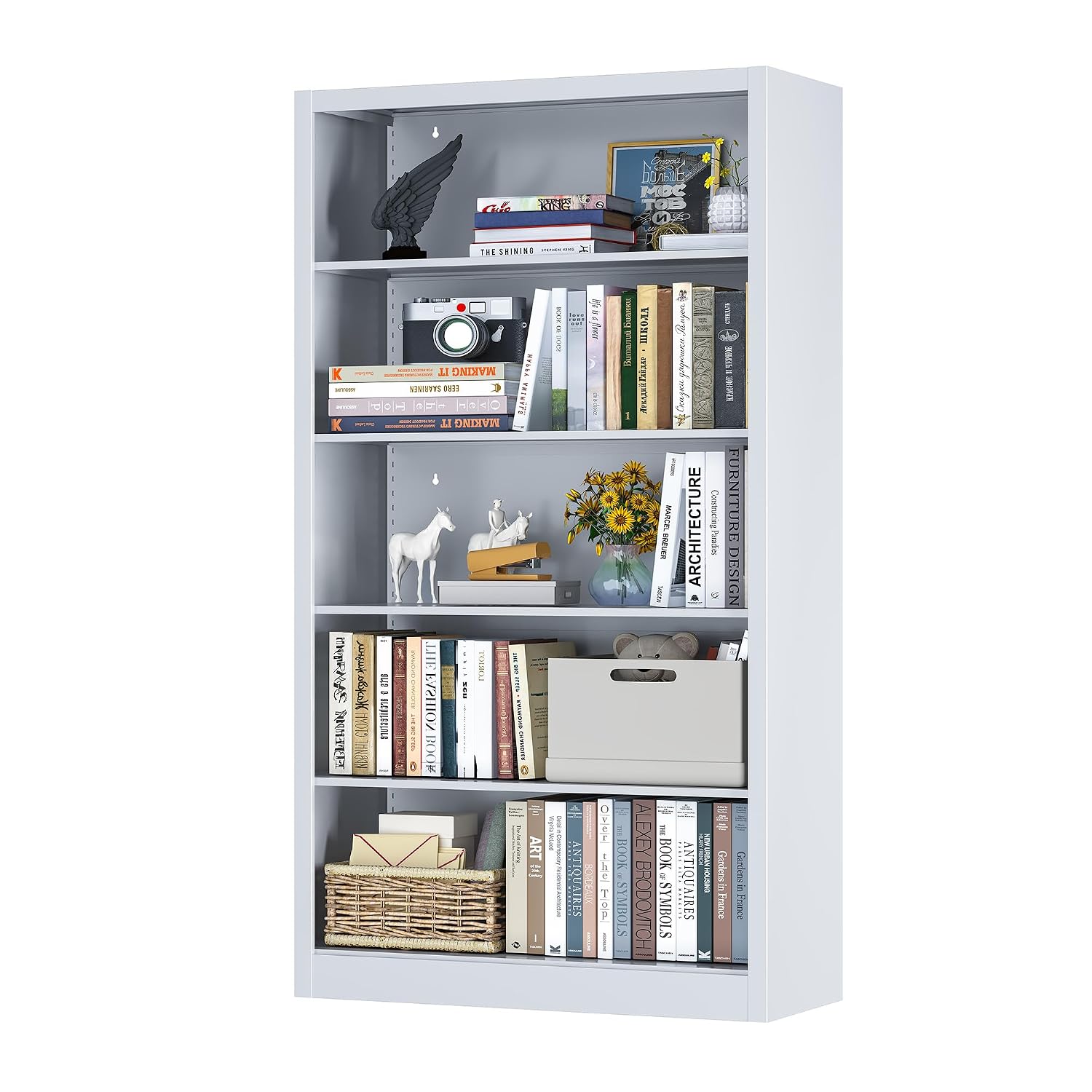 Home Office And Library - Libreria in Metallo a 5 Ripiani,